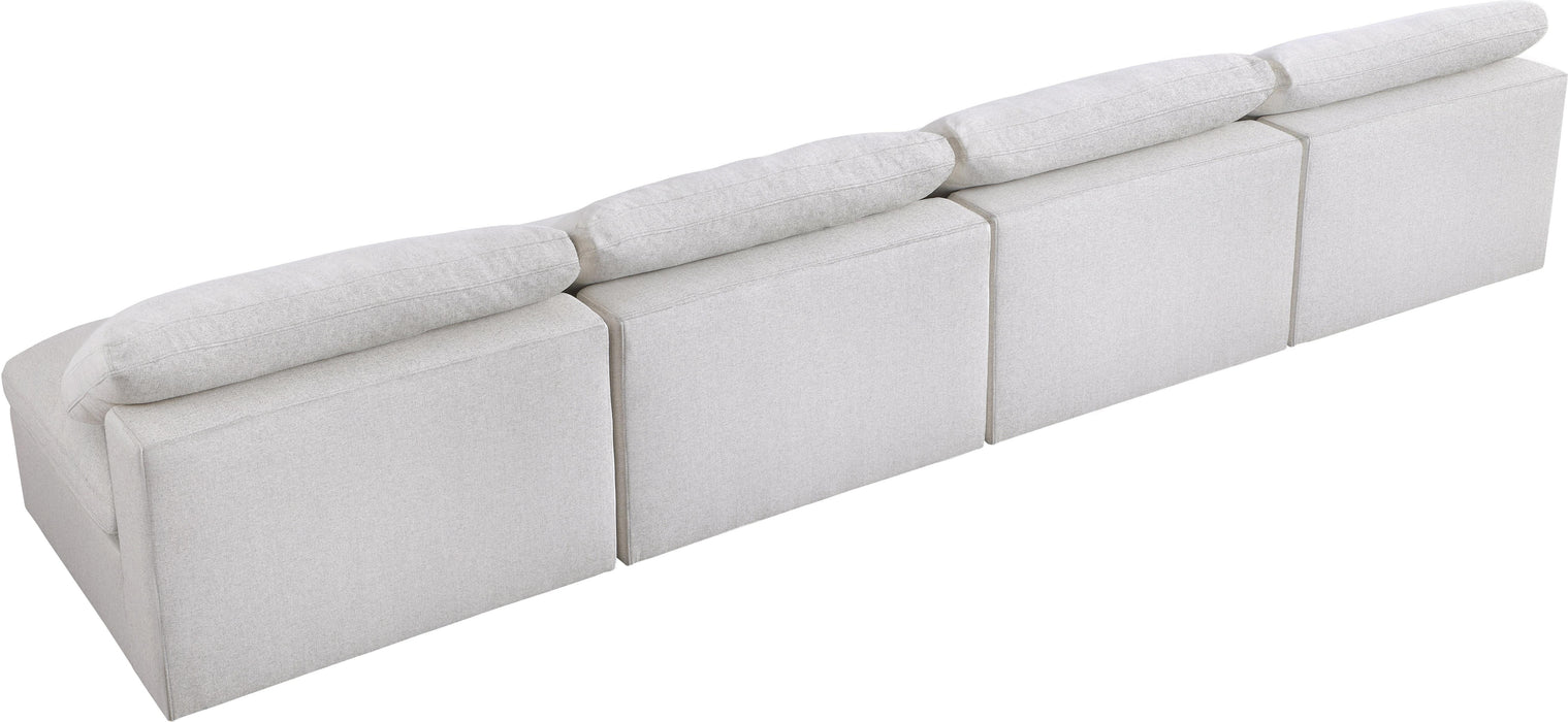 Serene Cream Linen Fabric Deluxe Cloud Modular Armless Sofa - Bargain Furniture (Detroit, MI)