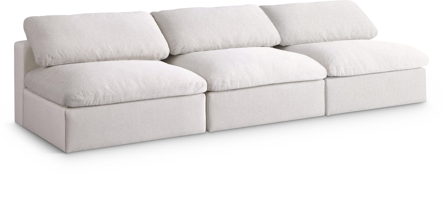 Serene Cream Linen Fabric Deluxe Cloud Modular Armless Sofa - Bargain Furniture (Detroit, MI)