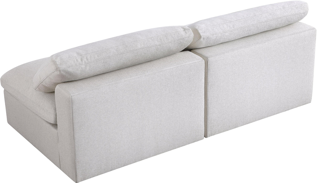 Serene Cream Linen Fabric Deluxe Cloud Modular Armless Sofa - Bargain Furniture (Detroit, MI)