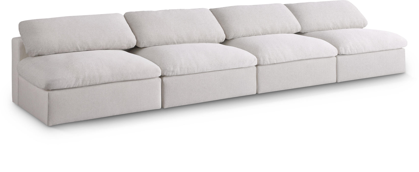 Serene Cream Linen Fabric Deluxe Cloud Modular Armless Sofa - Bargain Furniture (Detroit, MI)