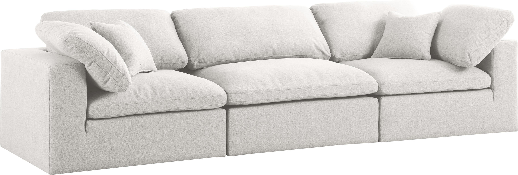 Serene Cream Linen Fabric Deluxe Cloud Modular Sofa - Bargain Furniture (Detroit, MI)
