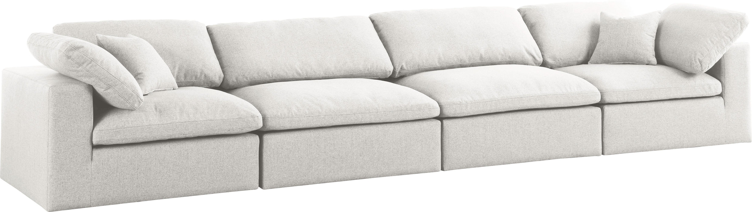 Serene Cream Linen Fabric Deluxe Cloud Modular Sofa - Bargain Furniture (Detroit, MI)