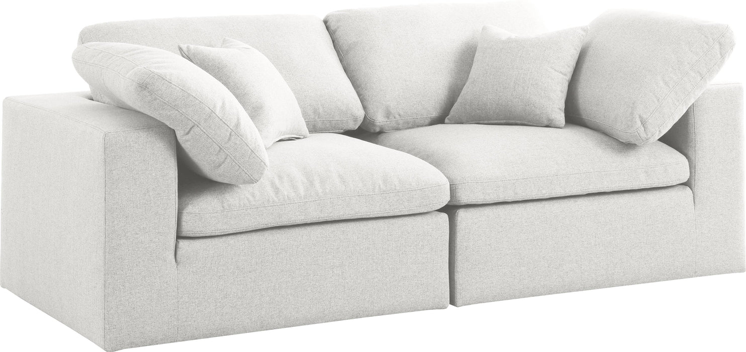 Serene Cream Linen Fabric Deluxe Cloud Modular Sofa - Bargain Furniture (Detroit, MI)