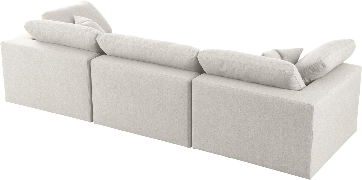 Serene Cream Linen Fabric Deluxe Cloud Modular Sofa - Bargain Furniture (Detroit, MI)