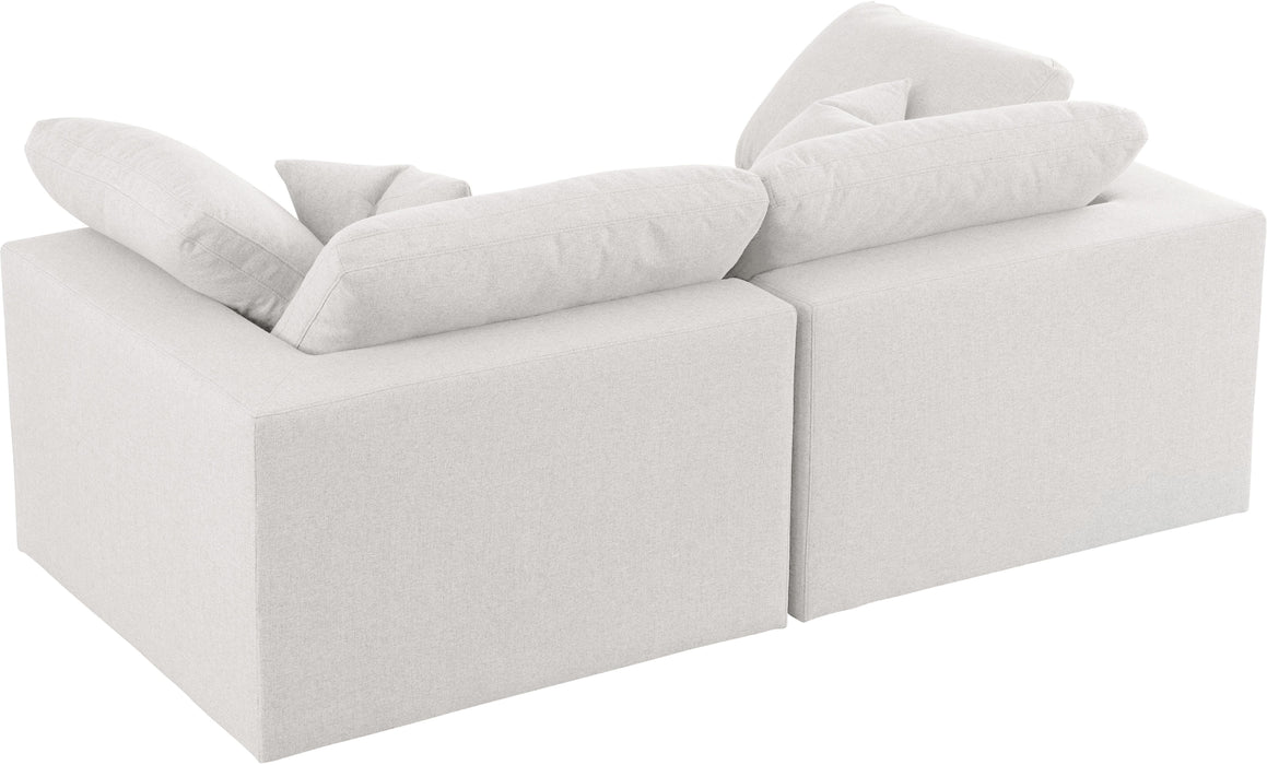 Serene Cream Linen Fabric Deluxe Cloud Modular Sofa - Bargain Furniture (Detroit, MI)