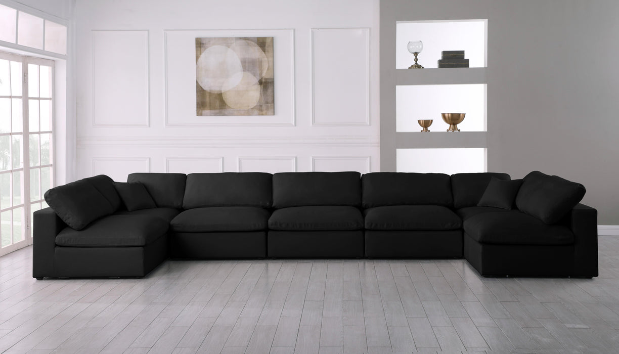 Serene Black Linen Fabric Deluxe Cloud Modular Sectional - Bargain Furniture (Detroit, MI)