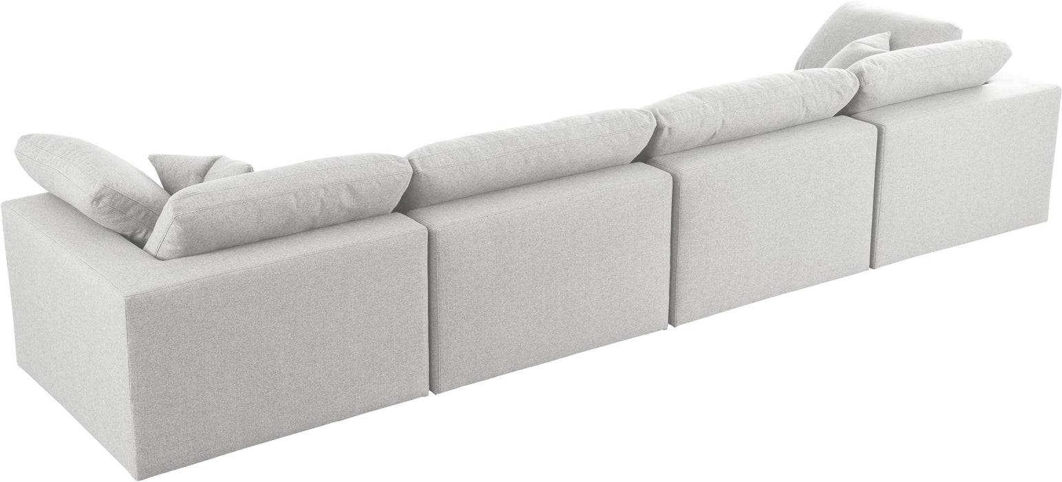 Serene Cream Linen Fabric Deluxe Cloud Modular Sofa - Bargain Furniture (Detroit, MI)