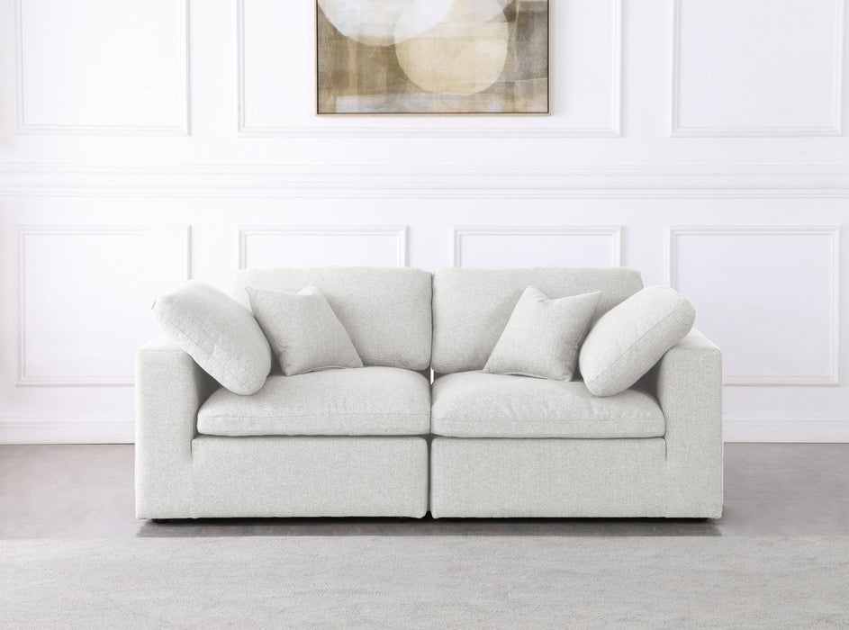Serene Cream Linen Fabric Deluxe Cloud Modular Sofa - Bargain Furniture (Detroit, MI)