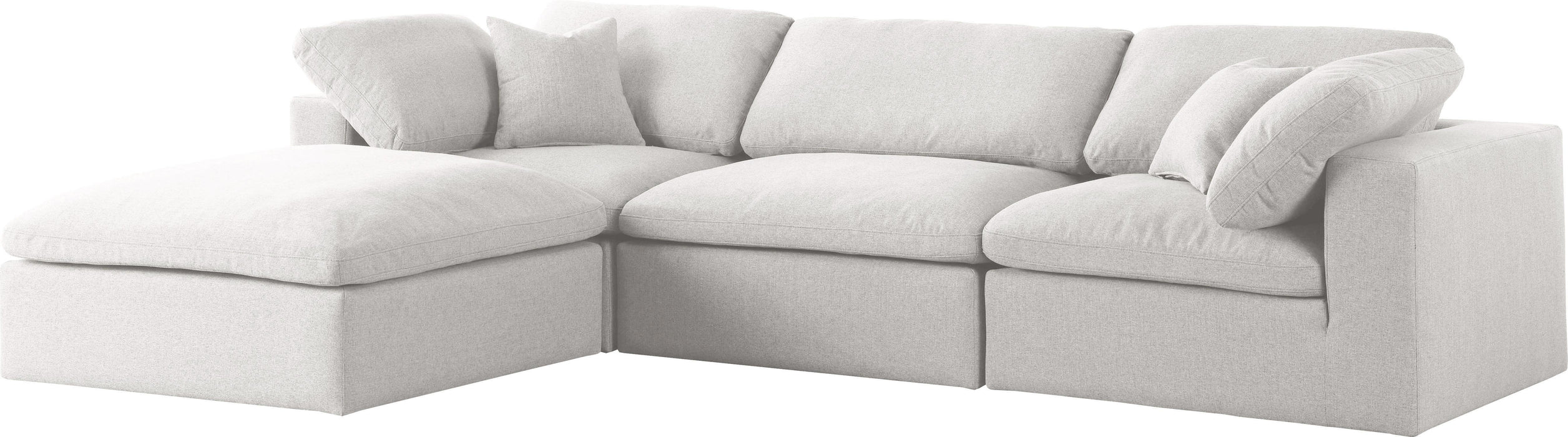 Serene Cream Linen Fabric Deluxe Cloud Modular Sectional - Bargain Furniture (Detroit, MI)