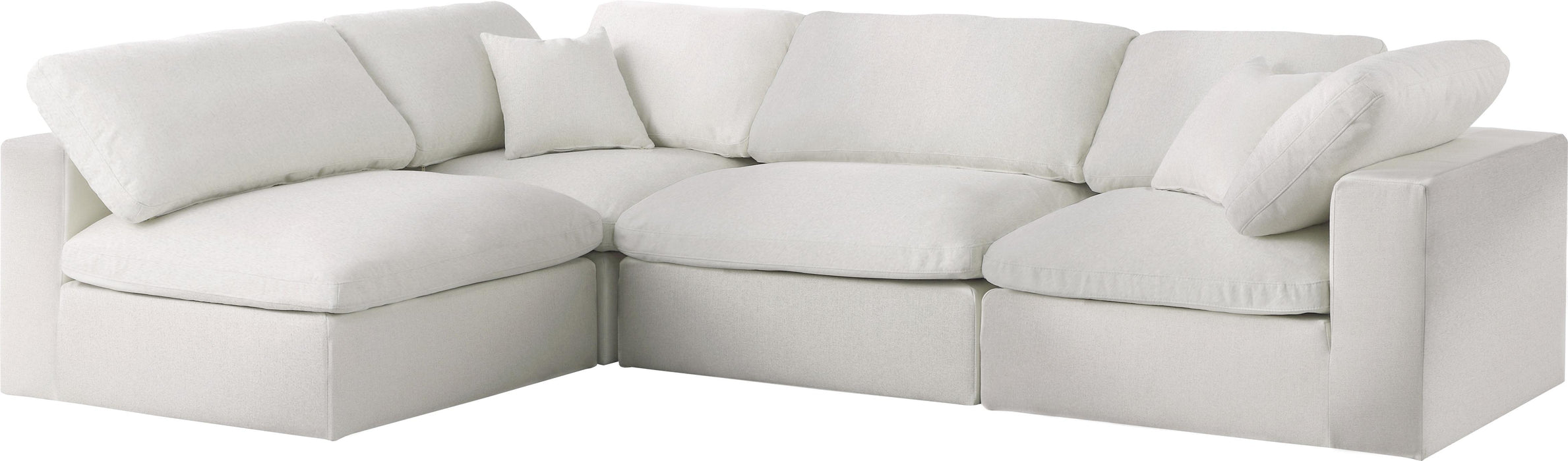 Serene Cream Linen Fabric Deluxe Cloud Modular Sectional - Bargain Furniture (Detroit, MI)