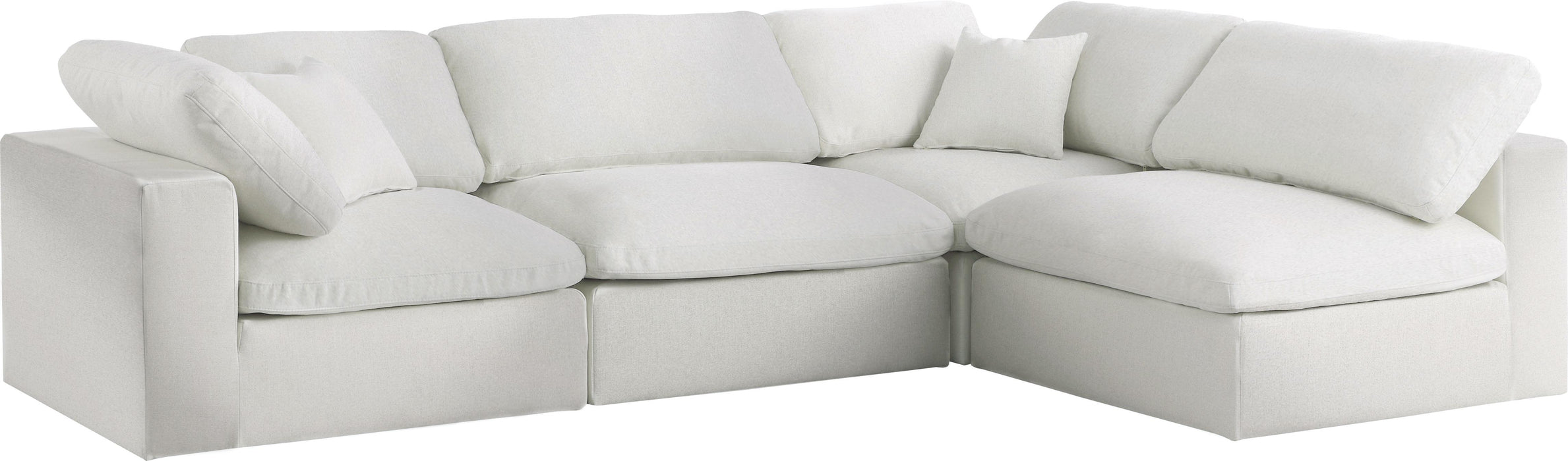 Serene Cream Linen Fabric Deluxe Cloud Modular Sectional - Bargain Furniture (Detroit, MI)
