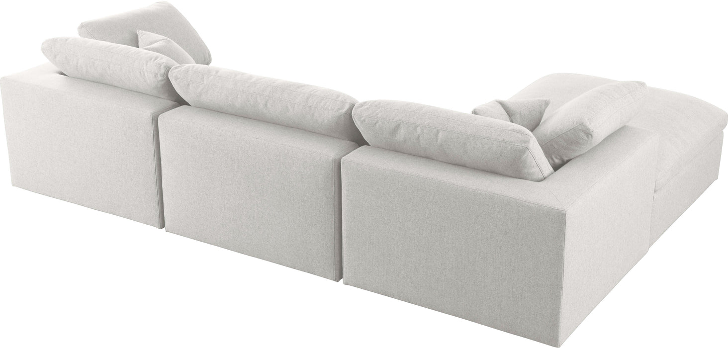 Serene Cream Linen Fabric Deluxe Cloud Modular Sectional - Bargain Furniture (Detroit, MI)