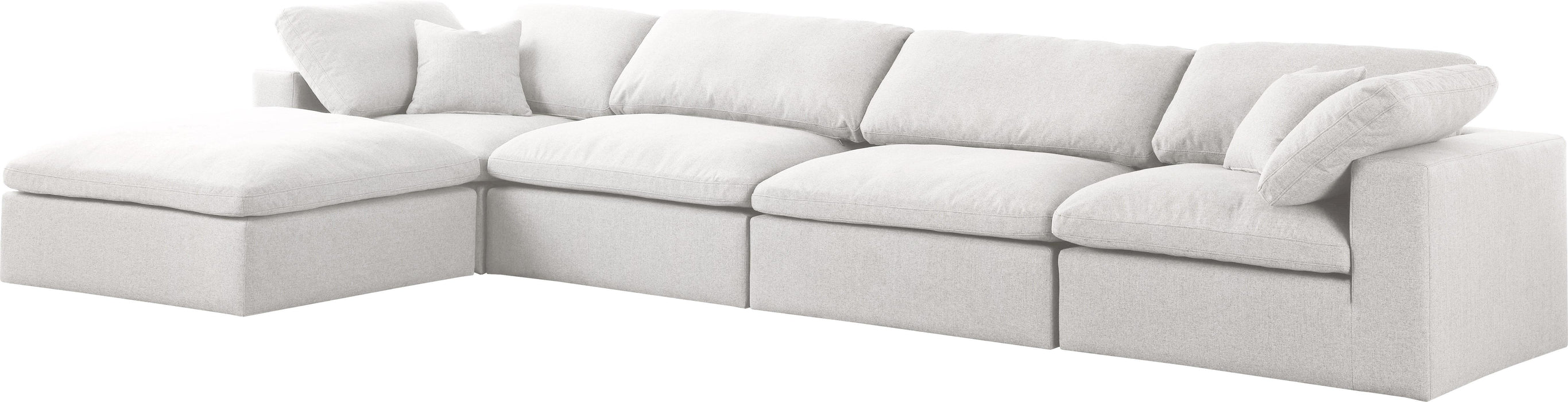 Serene Cream Linen Fabric Deluxe Cloud Modular Sectional - Bargain Furniture (Detroit, MI)