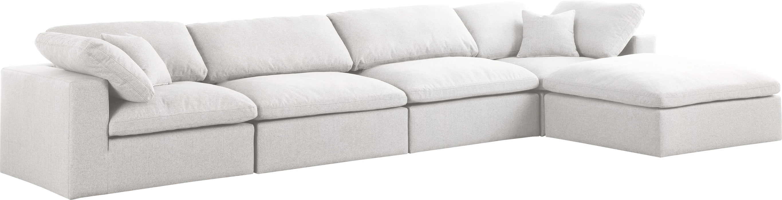 Serene Cream Linen Fabric Deluxe Cloud Modular Sectional - Bargain Furniture (Detroit, MI)