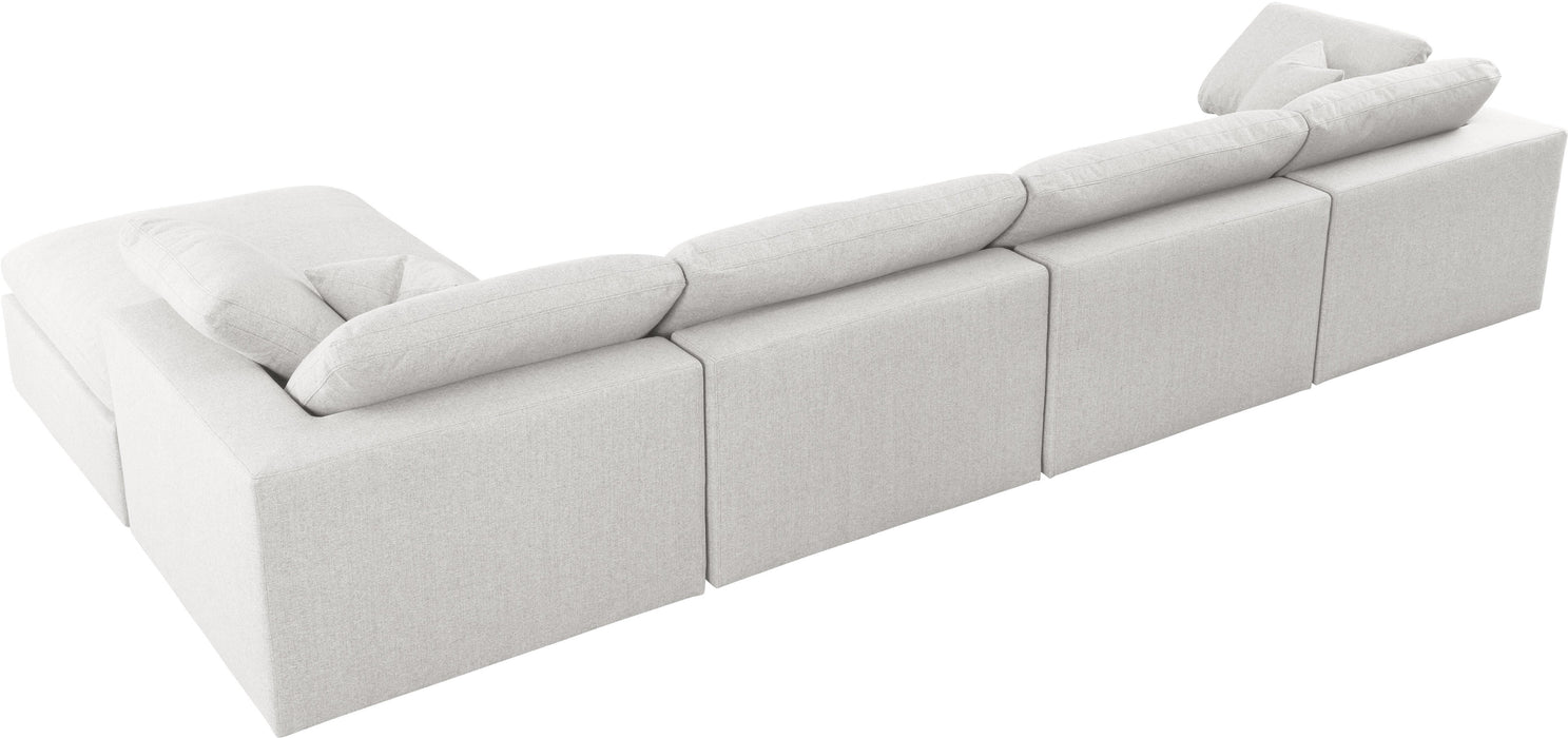 Serene Cream Linen Fabric Deluxe Cloud Modular Sectional - Bargain Furniture (Detroit, MI)