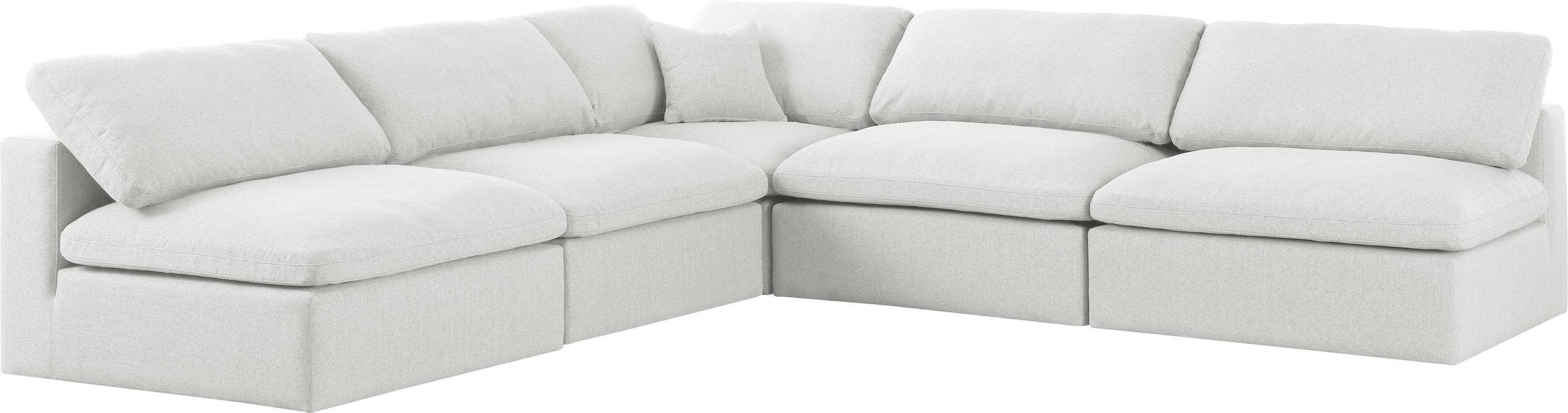 Serene Cream Linen Fabric Deluxe Cloud Modular Sectional - Bargain Furniture (Detroit, MI)