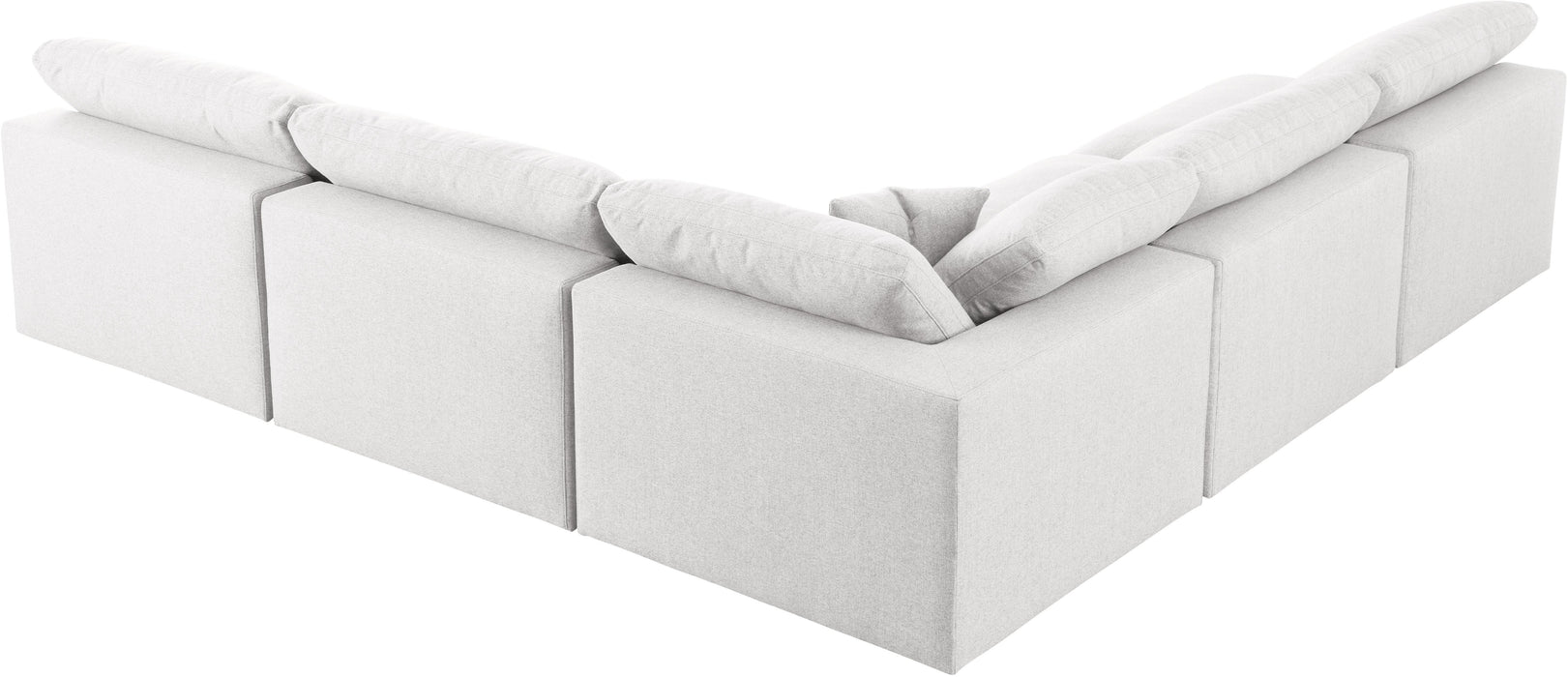 Serene Cream Linen Fabric Deluxe Cloud Modular Sectional - Bargain Furniture (Detroit, MI)