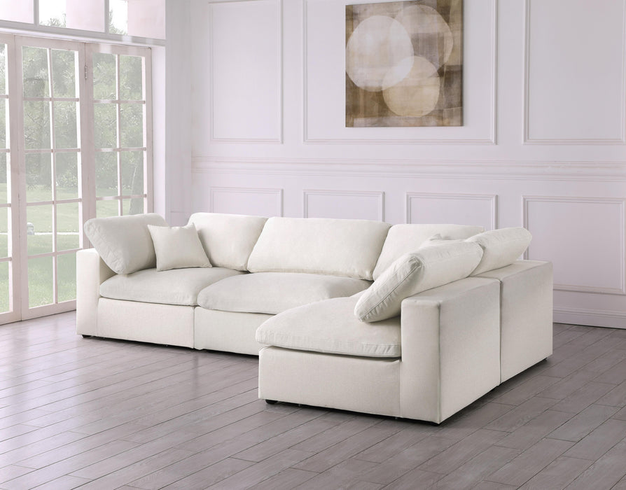 Serene Cream Linen Fabric Deluxe Cloud Modular Sectional - Bargain Furniture (Detroit, MI)
