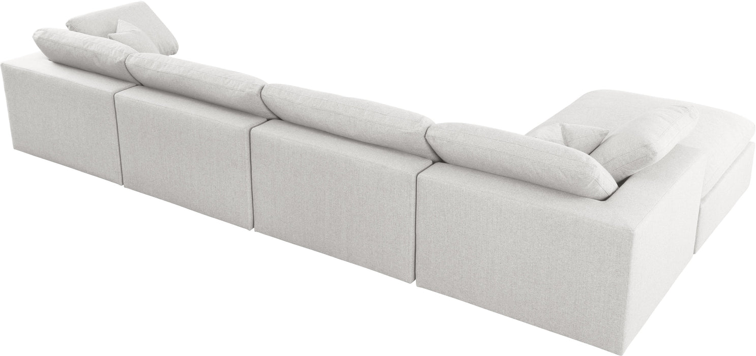 Serene Cream Linen Fabric Deluxe Cloud Modular Sectional - Bargain Furniture (Detroit, MI)