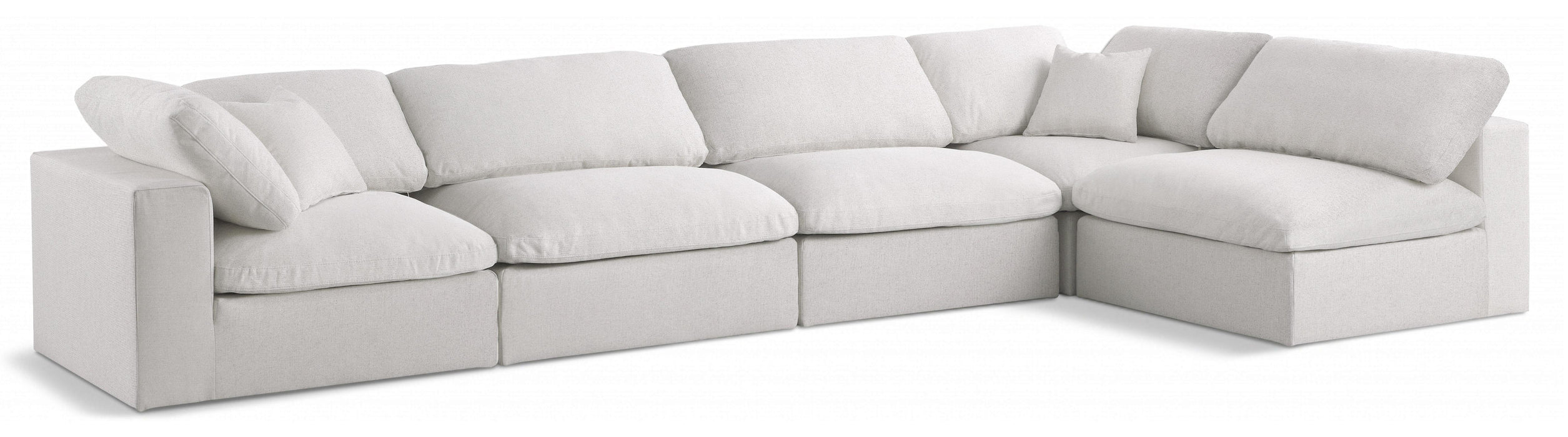 Serene Cream Linen Fabric Deluxe Cloud Modular Sectional - Bargain Furniture (Detroit, MI)