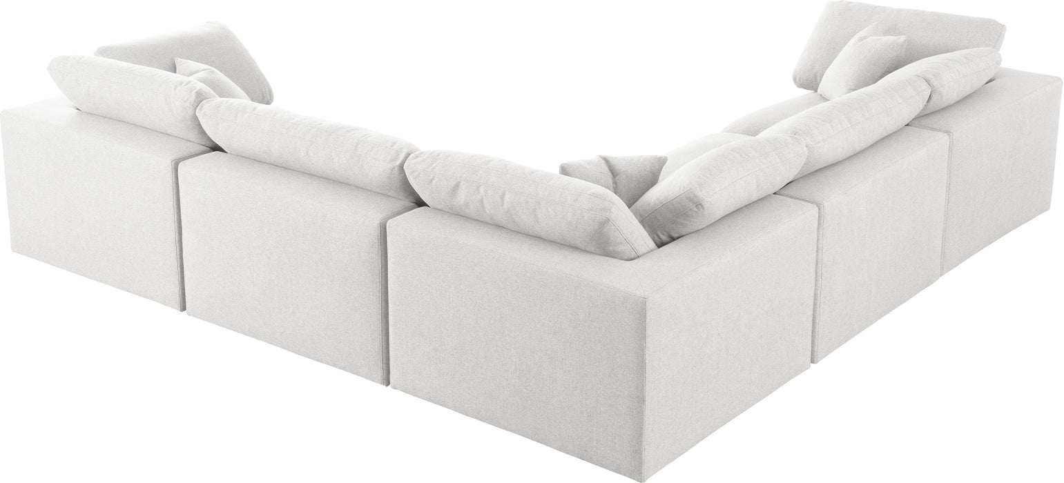 Serene Cream Linen Fabric Deluxe Cloud Modular Sectional - Bargain Furniture (Detroit, MI)