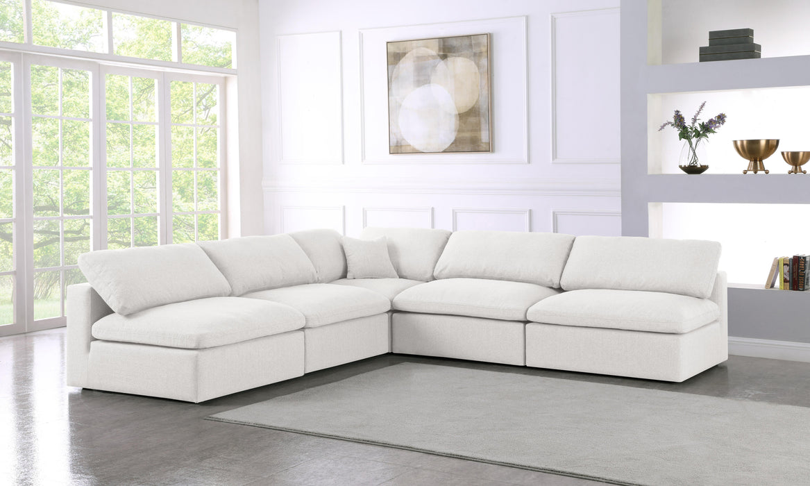 Serene Cream Linen Fabric Deluxe Cloud Modular Sectional - Bargain Furniture (Detroit, MI)