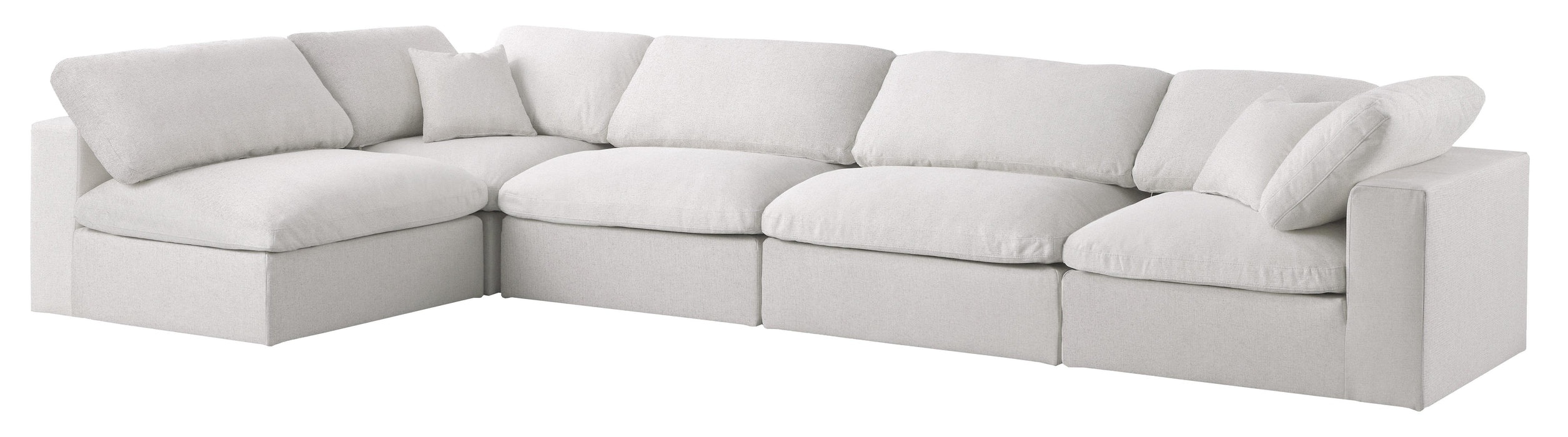 Serene Cream Linen Fabric Deluxe Cloud Modular Sectional - Bargain Furniture (Detroit, MI)