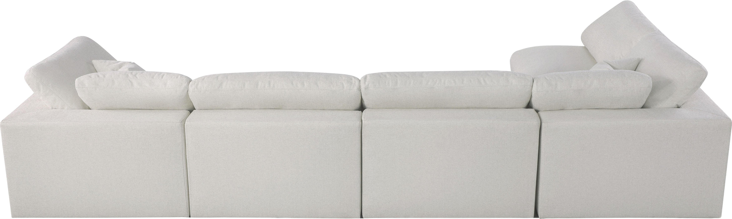Serene Cream Linen Fabric Deluxe Cloud Modular Sectional - Bargain Furniture (Detroit, MI)