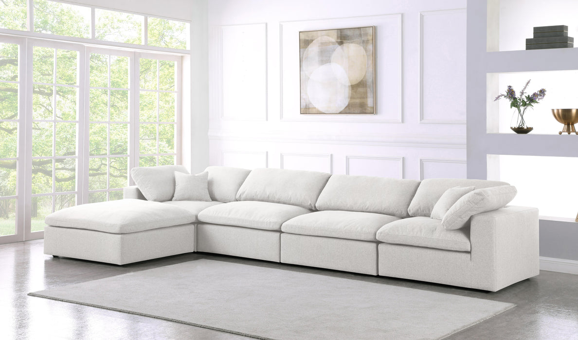 Serene Cream Linen Fabric Deluxe Cloud Modular Sectional - Bargain Furniture (Detroit, MI)