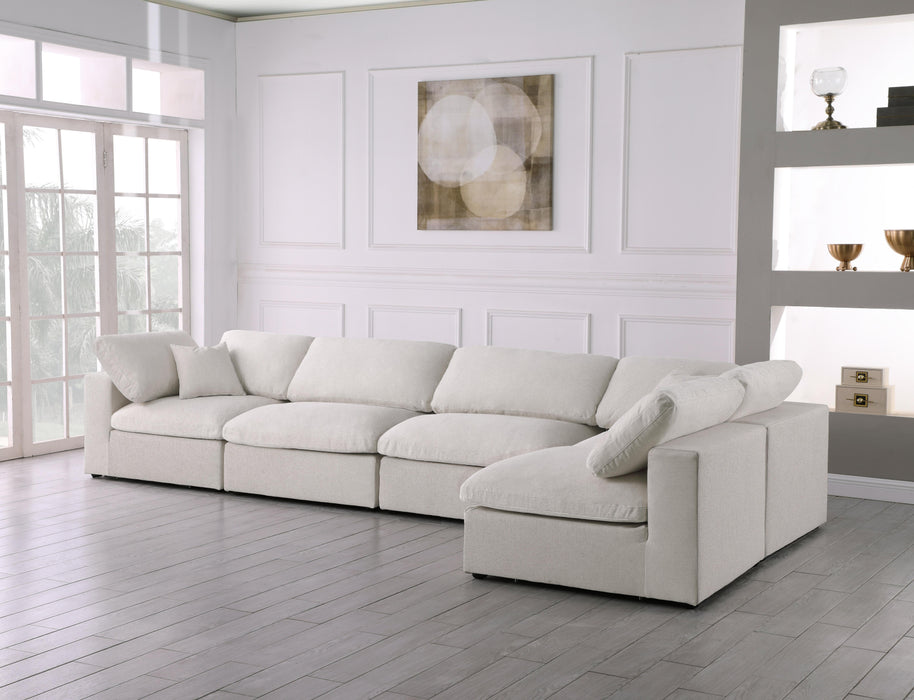 Serene Cream Linen Fabric Deluxe Cloud Modular Sectional - Bargain Furniture (Detroit, MI)