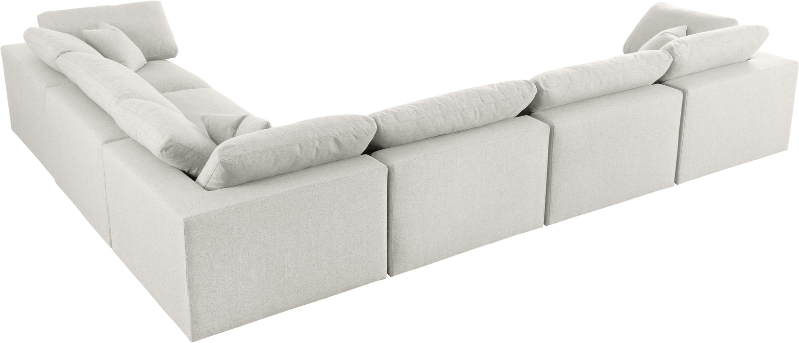 Serene Cream Linen Fabric Deluxe Cloud Modular Sectional - Bargain Furniture (Detroit, MI)