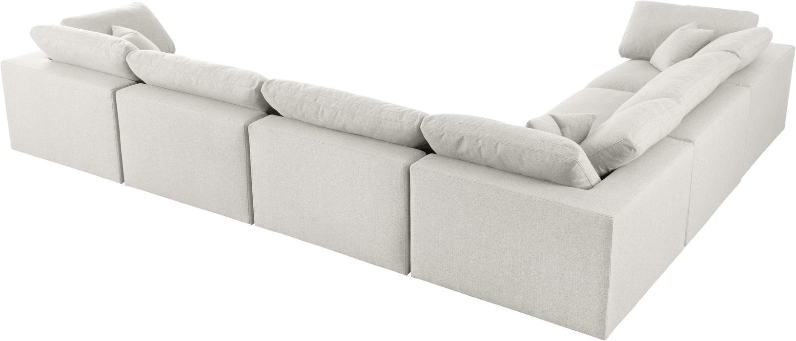 Serene Cream Linen Fabric Deluxe Cloud Modular Sectional - Bargain Furniture (Detroit, MI)