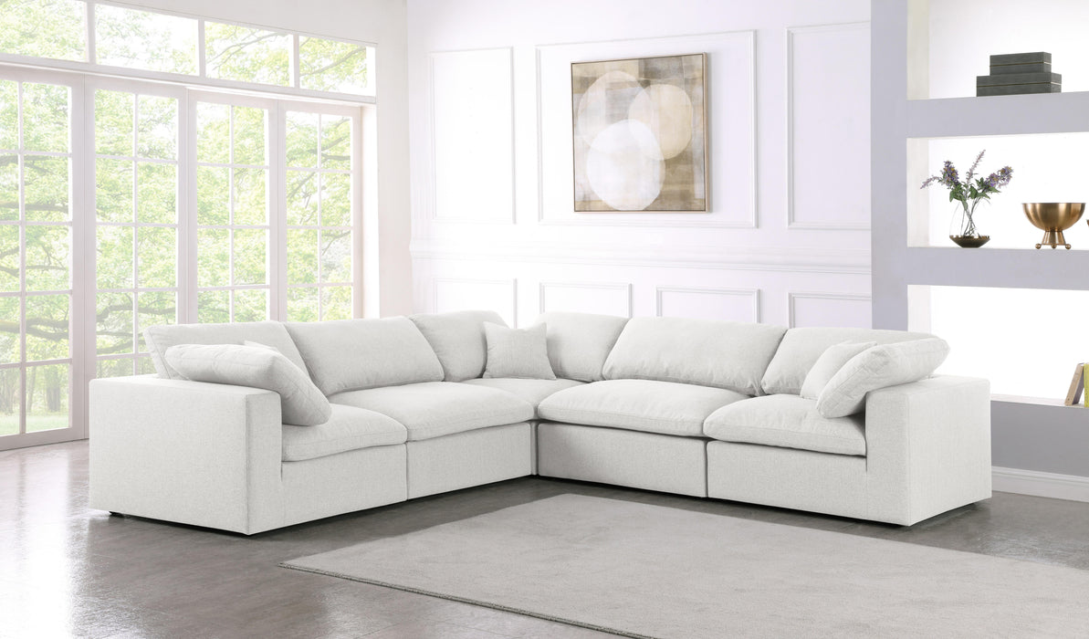 Serene Cream Linen Fabric Deluxe Cloud Modular Sectional - Bargain Furniture (Detroit, MI)