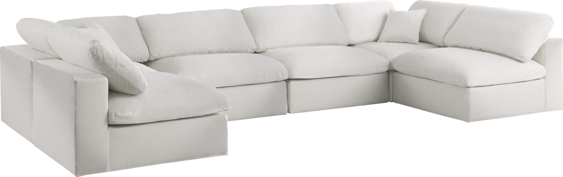 Serene Cream Linen Fabric Deluxe Cloud Modular Sectional - Bargain Furniture (Detroit, MI)