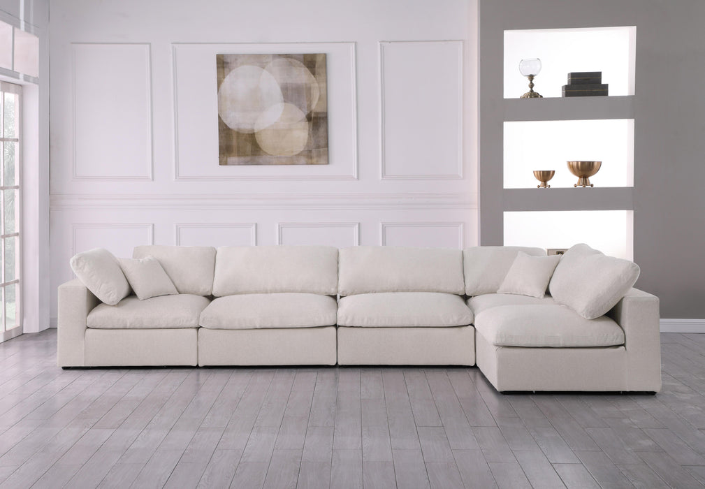 Serene Cream Linen Fabric Deluxe Cloud Modular Sectional - Bargain Furniture (Detroit, MI)