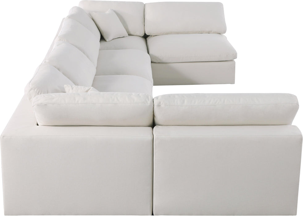 Serene Cream Linen Fabric Deluxe Cloud Modular Sectional - Bargain Furniture (Detroit, MI)