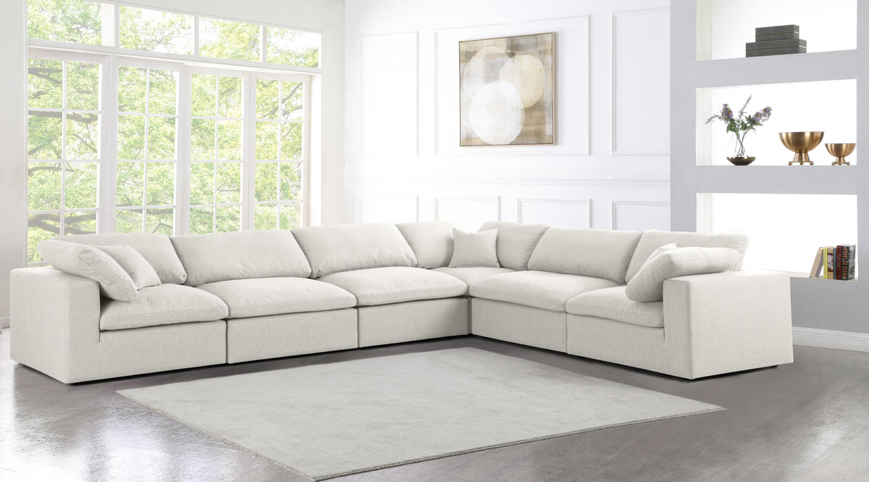 Serene Cream Linen Fabric Deluxe Cloud Modular Sectional - Bargain Furniture (Detroit, MI)