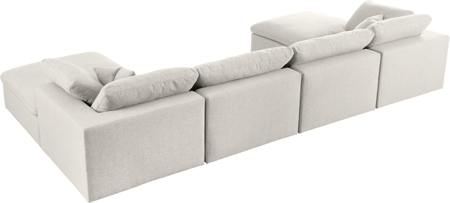Serene Cream Linen Fabric Deluxe Cloud Modular Sectional - Bargain Furniture (Detroit, MI)