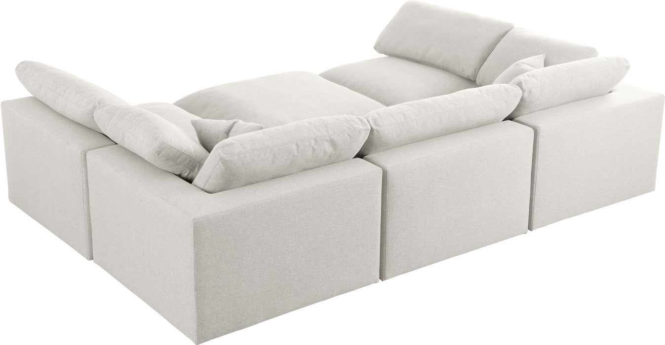 Serene Cream Linen Fabric Deluxe Cloud Modular Sectional - Bargain Furniture (Detroit, MI)