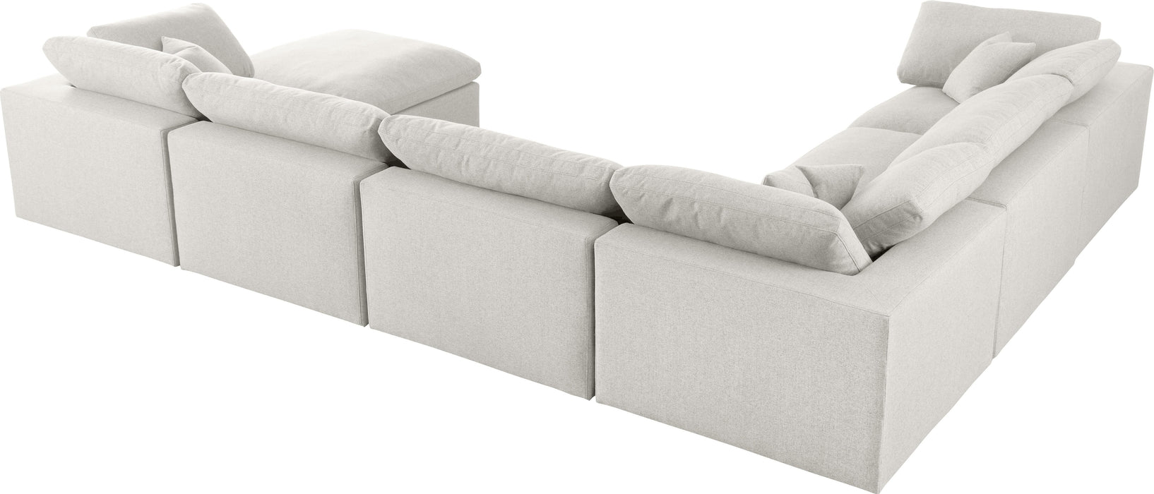 Serene Cream Linen Fabric Deluxe Cloud Modular Sectional - Bargain Furniture (Detroit, MI)