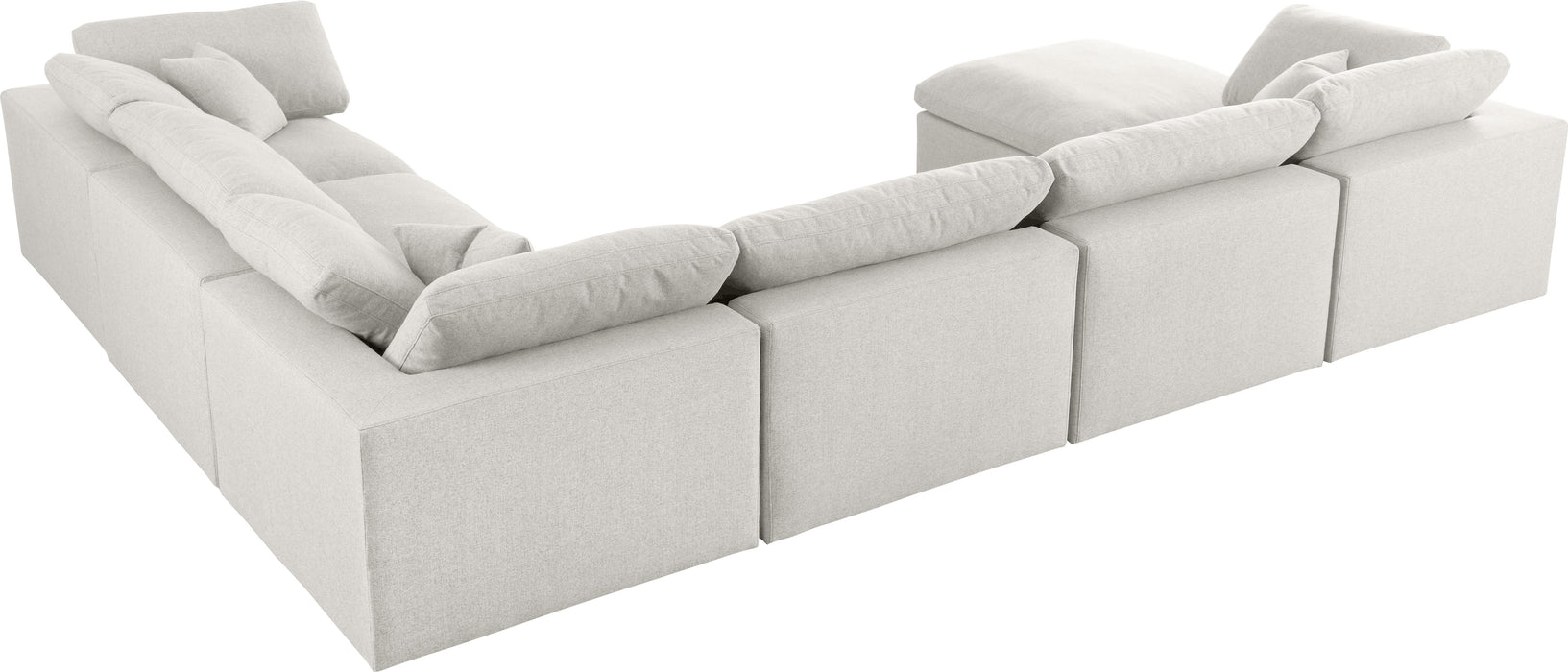Serene Cream Linen Fabric Deluxe Cloud Modular Sectional - Bargain Furniture (Detroit, MI)
