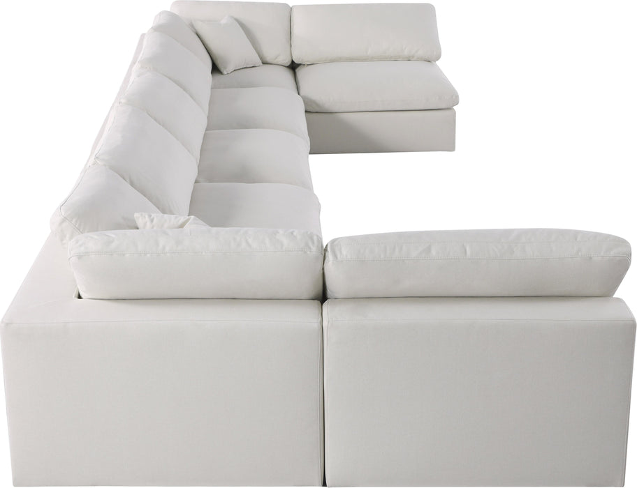 Serene Cream Linen Fabric Deluxe Cloud Modular Sectional - Bargain Furniture (Detroit, MI)