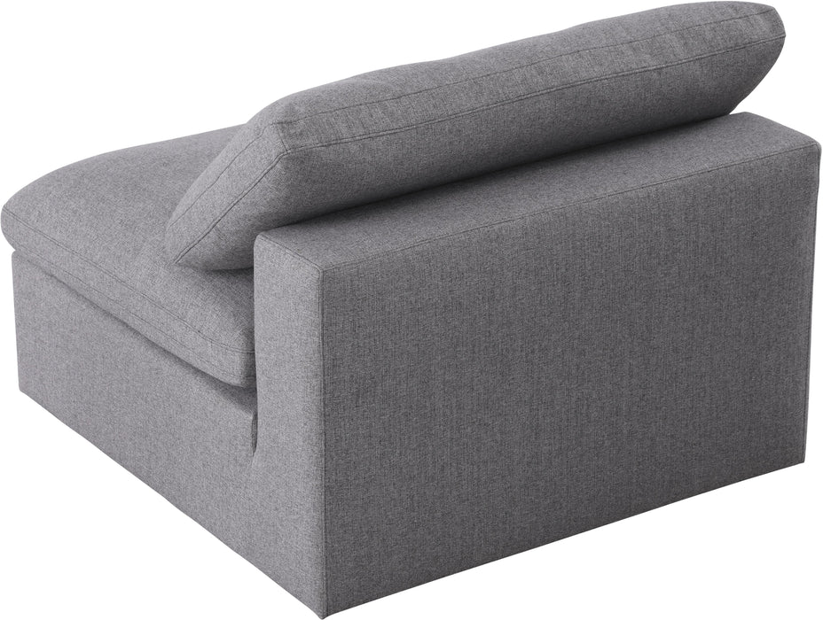 Serene Grey Linen Fabric Deluxe Cloud Armless Chair - Bargain Furniture (Detroit, MI)