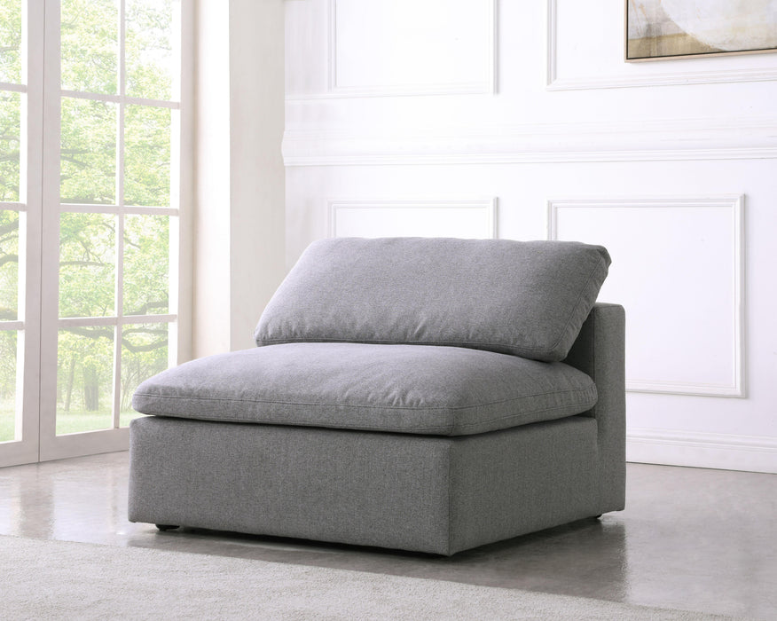 Serene Grey Linen Fabric Deluxe Cloud Armless Chair - Bargain Furniture (Detroit, MI)