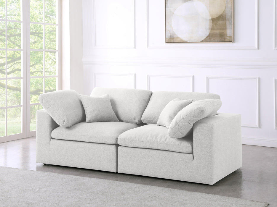 Serene Cream Linen Fabric Deluxe Cloud Modular Sofa - Bargain Furniture (Detroit, MI)