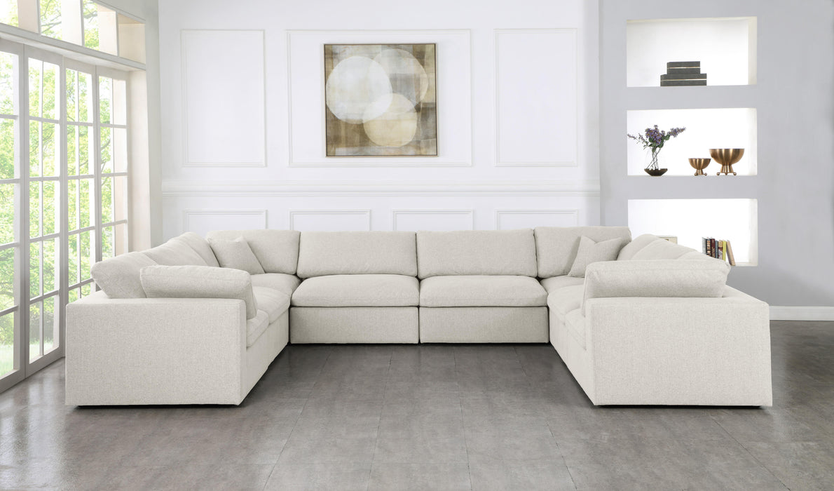 Serene Cream Linen Fabric Deluxe Cloud Modular Sectional - Bargain Furniture (Detroit, MI)