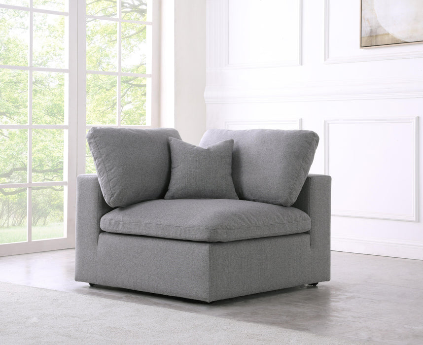 Serene Grey Linen Fabric Deluxe Cloud Corner Chair - Bargain Furniture (Detroit, MI)