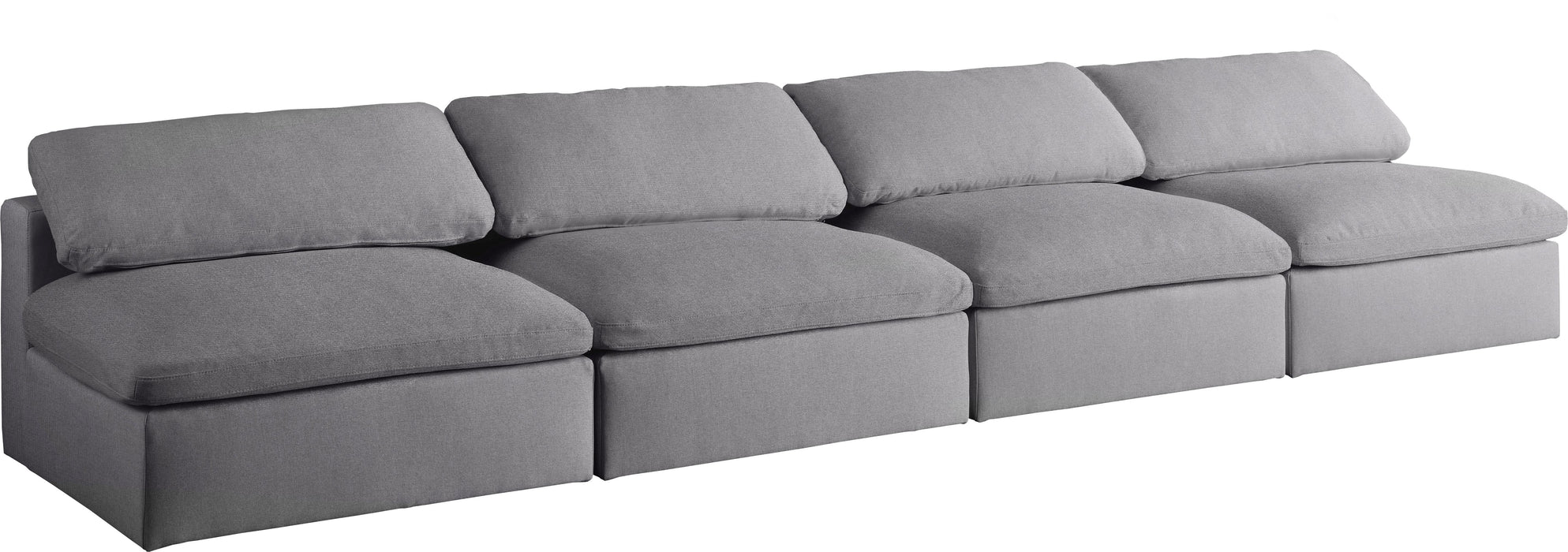 Serene Grey Linen Fabric Deluxe Cloud Modular Armless Sofa - Bargain Furniture (Detroit, MI)