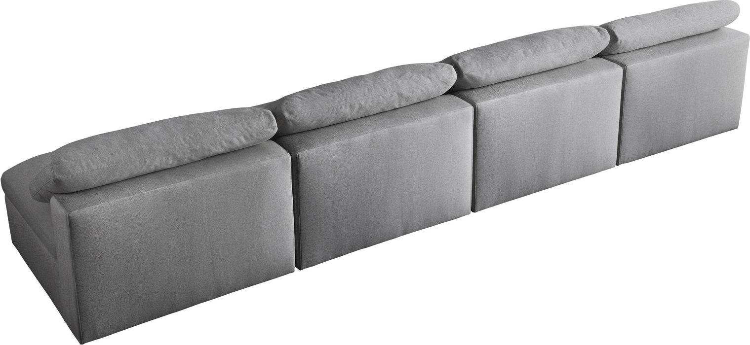 Serene Grey Linen Fabric Deluxe Cloud Modular Armless Sofa - Bargain Furniture (Detroit, MI)