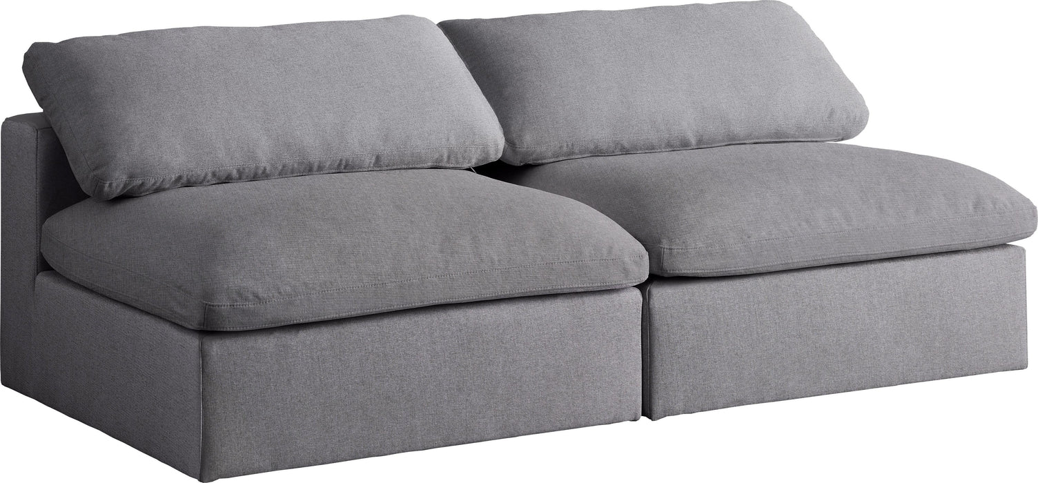Serene Grey Linen Fabric Deluxe Cloud Modular Armless Sofa - Bargain Furniture (Detroit, MI)